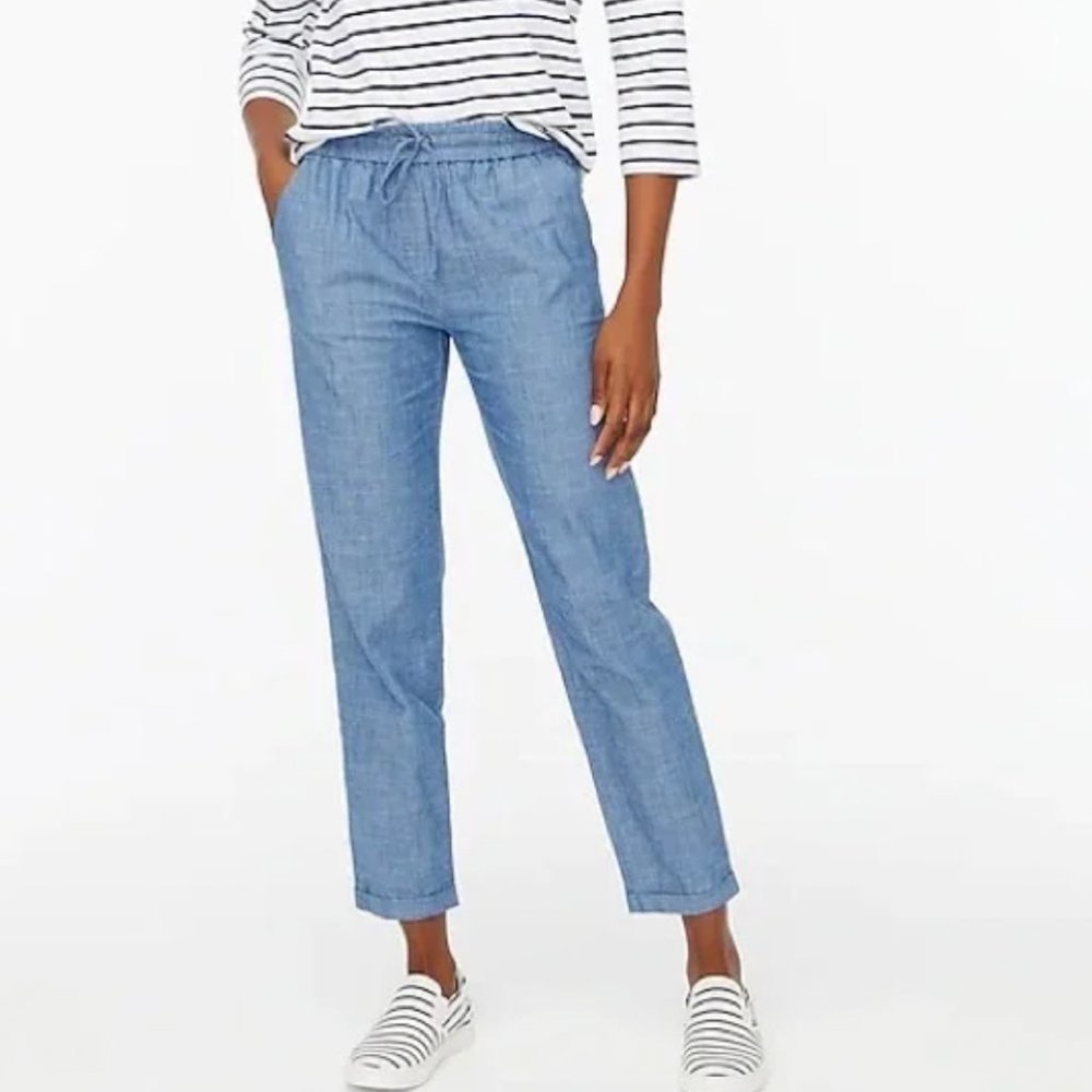 J. Crew Drawstring Linen Chambray Pants